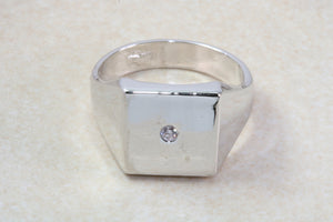 Sterling silver gents Diamond set signet ring. Real round cut Diamond. Perfect gift idea for any occasion