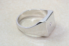 Load image into Gallery viewer, Sterling silver gents Diamond set signet ring. Real round cut Diamond. Perfect gift idea for any occasion