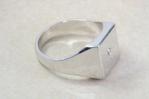Sterling silver gents Diamond set signet ring. Real round cut Diamond. Perfect gift idea for any occasion
