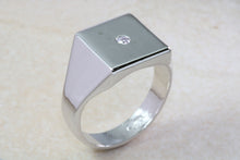 Load image into Gallery viewer, Sterling silver gents Diamond set signet ring. Real round cut Diamond. Perfect gift idea for any occasion