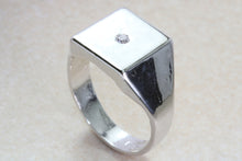 Load image into Gallery viewer, Sterling silver gents Diamond set signet ring. Real round cut Diamond. Perfect gift idea for any occasion