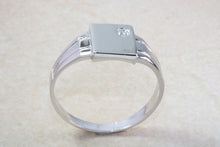 Load image into Gallery viewer, Sterling silver gents Diamond set signet ring. Real round cut Diamond. Perfect gift idea for any occasion