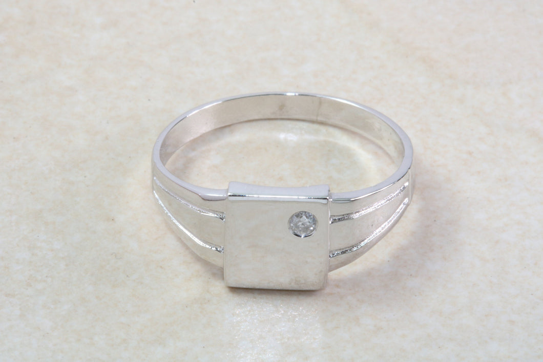 Sterling silver gents Diamond set signet ring. Real round cut Diamond. Perfect gift idea for any occasion