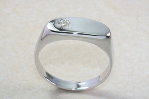 Sterling silver gents Diamond set signet ring. Real round cut Diamond. Perfect gift idea for any occasion