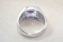 Load image into Gallery viewer, Sterling silver gents Amethyst set signet ring. Real round cut Amethyst. Perfect gift idea for any occasion