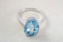 Load image into Gallery viewer, Silver Ring set with large Natural Oval Blue Topaz.November birthstone,Sagittarius Zodiac Gemstone.Perfect birthday or Anniversary Gift.