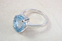 Load image into Gallery viewer, Silver Ring set with large Natural Oval Blue Topaz.November birthstone,Sagittarius Zodiac Gemstone.Perfect birthday or Anniversary Gift.