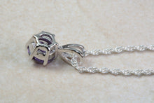 Load image into Gallery viewer, Natural Amethyst Necklace.Sterling Silver with 5.00 mm Round Amethyst Pendant Chain, birthday, anniversary or graduation gift