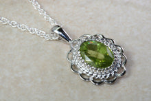 Load image into Gallery viewer, Natural Peridot Gemstone Pendant.Sterling Silver Peridot Necklace.Perfect 16th,18th,21st birthday or Anniversary Gift.Pendant with Chain
