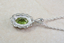 Load image into Gallery viewer, Natural Peridot Gemstone Pendant.Sterling Silver Peridot Necklace.Perfect 16th,18th,21st birthday or Anniversary Gift.Pendant with Chain