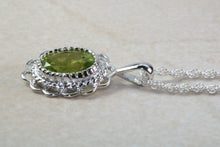 Load image into Gallery viewer, Natural Peridot Gemstone Pendant.Sterling Silver Peridot Necklace.Perfect 16th,18th,21st birthday or Anniversary Gift.Pendant with Chain