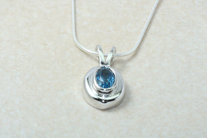 Natural Blue Topaz Necklace.Sterling Silver Real Oval Cut Blue Topaz Pendant and Chain .Ideal 16th,18th,21st Birthday gift.Anniversary Gift.