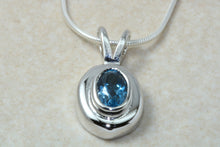Load image into Gallery viewer, Natural Blue Topaz Necklace.Sterling Silver Real Oval Cut Blue Topaz Pendant and Chain .Ideal 16th,18th,21st Birthday gift.Anniversary Gift.