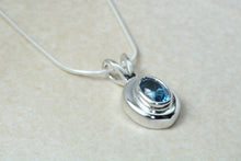 Load image into Gallery viewer, Natural Blue Topaz Necklace.Sterling Silver Real Oval Cut Blue Topaz Pendant and Chain .Ideal 16th,18th,21st Birthday gift.Anniversary Gift.