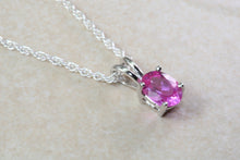 Load image into Gallery viewer, Natural Pink Topaz Necklace. Silver with Oval Topaz Pendant and Chain, birthday, anniversary or graduation gift. January birthstone
