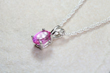 Load image into Gallery viewer, Natural Pink Topaz Necklace. Silver with Oval Topaz Pendant and Chain, birthday, anniversary or graduation gift. January birthstone