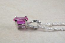 Load image into Gallery viewer, Natural Pink Topaz Necklace. Silver with Oval Topaz Pendant and Chain, birthday, anniversary or graduation gift. January birthstone