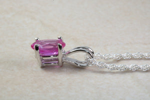 Natural Pink Topaz Necklace. Silver with Oval Topaz Pendant and Chain, birthday, anniversary or graduation gift. January birthstone