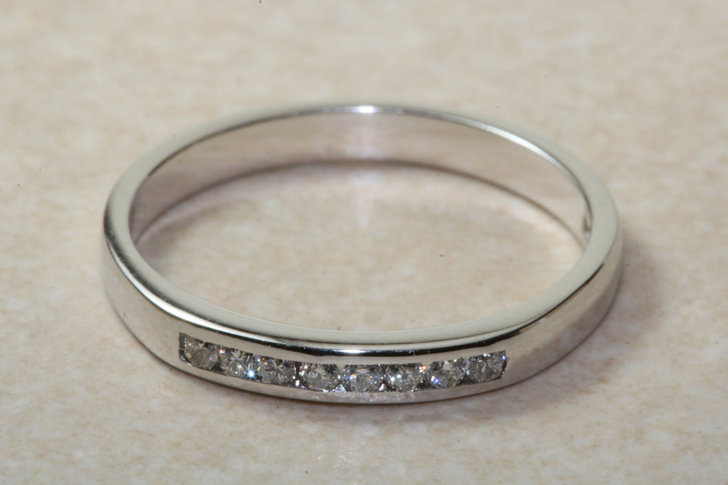 Traditional Simple Diamond Eternity Ring. Round cut Diamonds Chanel Set.18ct white Gold. Eternity,Wedding, Stack or Dress Ring