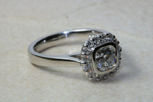 Load image into Gallery viewer, Platinum Natural Diamond Engagement ring,GIA Cert middle Diamond 0.51ct D VS2 grade, outer Diamonds 0.32ct. Square Cushion cut Centre Diamd