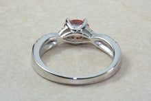 Load image into Gallery viewer, Natural Orange Sapphire and Diamond set Ring. Oval Pink Sapphire on Cross Over Diamond Ring. Engagement, Dress, Anniversary ,Statement Ring