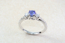 Load image into Gallery viewer, Natural AAA Grade Tanzanite and Diamond Ring. 18ct White Gold Engagement Ring. Promise Ring.Perfect Birthday or Anniversary Gift