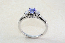 Load image into Gallery viewer, Natural AAA Grade Tanzanite and Diamond Ring. 18ct White Gold Engagement Ring. Promise Ring.Perfect Birthday or Anniversary Gift