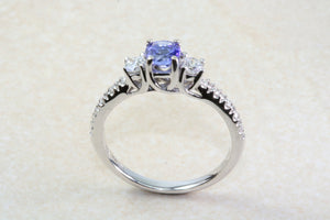 Natural AAA Grade Tanzanite and Diamond Ring. 18ct White Gold Engagement Ring. Promise Ring.Perfect Birthday or Anniversary Gift