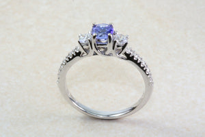 Natural AAA Grade Tanzanite and Diamond Ring. 18ct White Gold Engagement Ring. Promise Ring.Perfect Birthday or Anniversary Gift