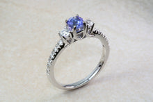 Load image into Gallery viewer, Natural AAA Grade Tanzanite and Diamond Ring. 18ct White Gold Engagement Ring. Promise Ring.Perfect Birthday or Anniversary Gift