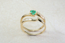 Load image into Gallery viewer, Emerald and Diamond Bridal Set Rings. 18ct Yellow Gold.Perfect Engagement,Anniversary, Birthday Dress Ring.Graduation or Birthday Gift