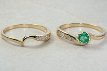 Load image into Gallery viewer, Emerald and Diamond Bridal Set Rings. 18ct Yellow Gold.Perfect Engagement,Anniversary, Birthday Dress Ring.Graduation or Birthday Gift