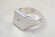 Load image into Gallery viewer, Sterling silver gents Diamond set signet ring. Real round cut Diamond. Perfect gift idea for any occasion