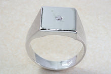 Load image into Gallery viewer, Sterling silver gents Diamond set signet ring. Real round cut Diamond. Perfect gift idea for any occasion