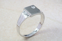 Load image into Gallery viewer, Sterling silver gents Diamond set signet ring. Real round cut Diamond. Perfect gift idea for any occasion