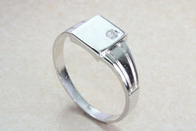 Load image into Gallery viewer, Sterling silver gents Diamond set signet ring. Real round cut Diamond. Perfect gift idea for any occasion