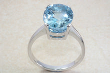 Load image into Gallery viewer, Silver Ring set with large Natural Oval Blue Topaz.November birthstone,Sagittarius Zodiac Gemstone.Perfect birthday or Anniversary Gift.