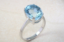 Load image into Gallery viewer, Silver Ring set with large Natural Oval Blue Topaz.November birthstone,Sagittarius Zodiac Gemstone.Perfect birthday or Anniversary Gift.