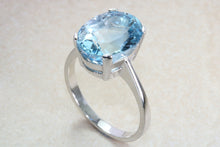 Load image into Gallery viewer, Silver Ring set with large Natural Oval Blue Topaz.November birthstone,Sagittarius Zodiac Gemstone.Perfect birthday or Anniversary Gift.