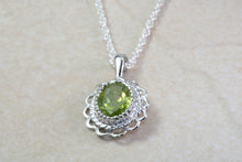 Load image into Gallery viewer, Natural Peridot Gemstone Pendant.Sterling Silver Peridot Necklace.Perfect 16th,18th,21st birthday or Anniversary Gift.Pendant with Chain