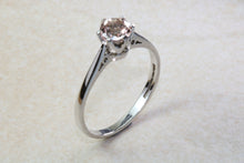 Load image into Gallery viewer, Simple Natural Morganite Solitaire. 18ct White Gold. Simple ring set with over Half carat Round cut Morganite