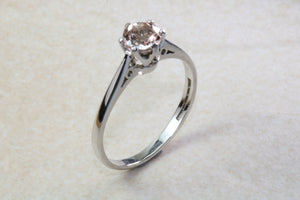 Simple Natural Morganite Solitaire. 18ct White Gold. Simple ring set with over Half carat Round cut Morganite