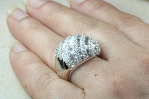 Very large natural Diamond set ladies dress ring. round and baguette cut diamonds, 18ct gold. Dress, cocktail, anniversary,statement ring