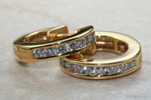 Load image into Gallery viewer, Diamond set half hoop earrings. 18ct Gold with Latchback fittings.Perfect gift solution for any occasion. F VS1 grade Diamonds