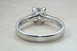 1.00 ct Radiant cut Forever One Moissanite Platinum Soitaire. DEF colour VVS1 clarity.