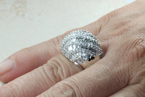 Very large natural Diamond set ladies dress ring. round and baguette cut diamonds, 18ct gold. Dress, cocktail, anniversary,statement ring