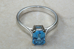 Blue Topaz ring. Rectangle cut Topaz. November birthstone,Sagittarius Zodiac Gemstone.Perfect 16th,18th,21st birthday or Anniversary Gift.