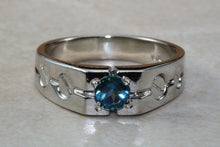Load image into Gallery viewer, Gents London Blue Topaz set Sterling Silver Signet Ring