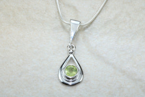 Natural Peridot Gemstone Pendant.Sterling Silver Peridot Necklace.Perfect 16th,18th,21st birthday or Anniversary Gift.Pendant with Chain