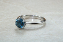 Load image into Gallery viewer, London Blue Topaz ring. 6mm round Topaz. November birthstone,Sagittarius Zodiac Gemstone.Perfect  birthday or Anniversary Gift.